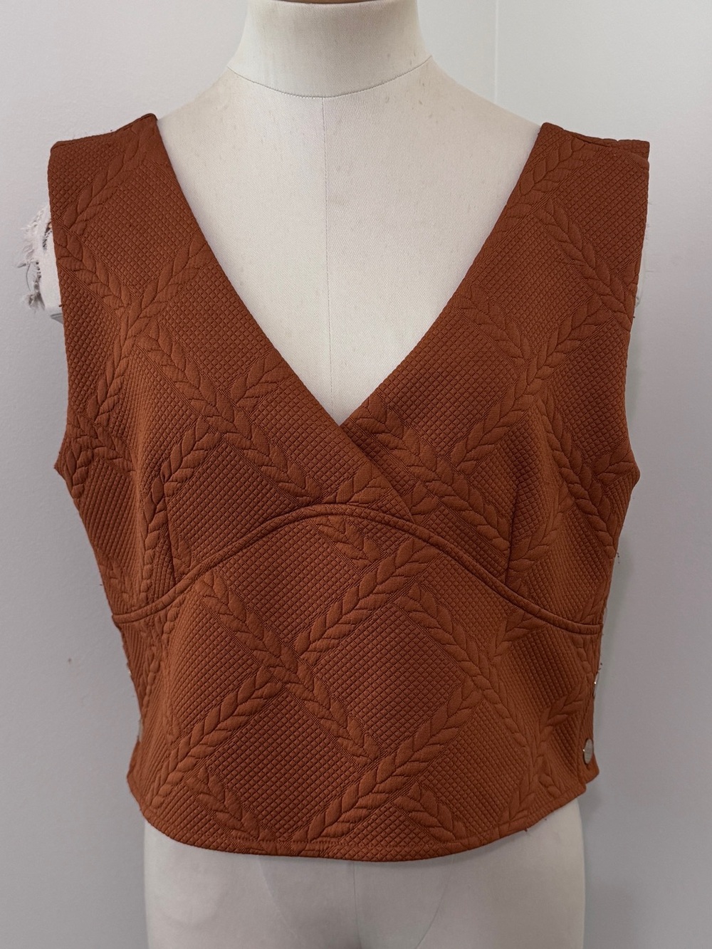 Maeve Anthropologie XL Textured Jacquard Cinnamon Cropped Vest Tank
